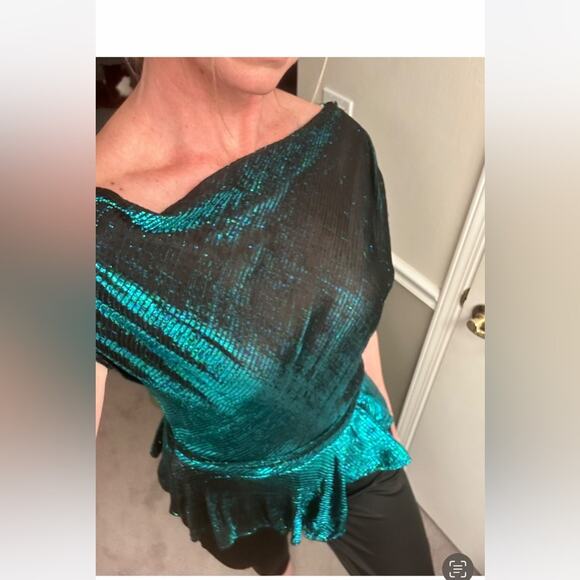 Vintage teal green and black romper by Vicky Vaughn Medium - Picture 1 of 6